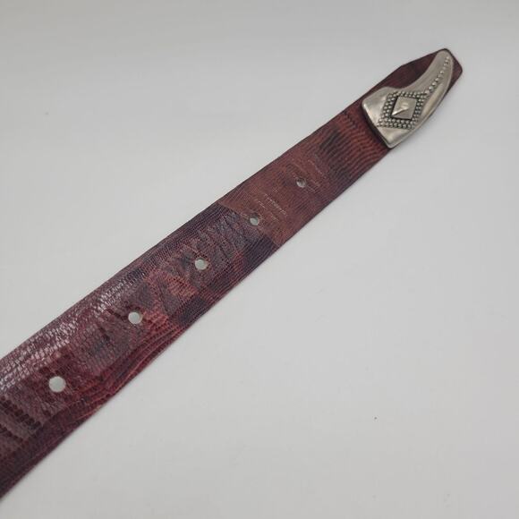 Burgundy Red Leather Belt 30 Western EXOTIC Reptile Iguana Cowboy Rodeo Mexico main image 5